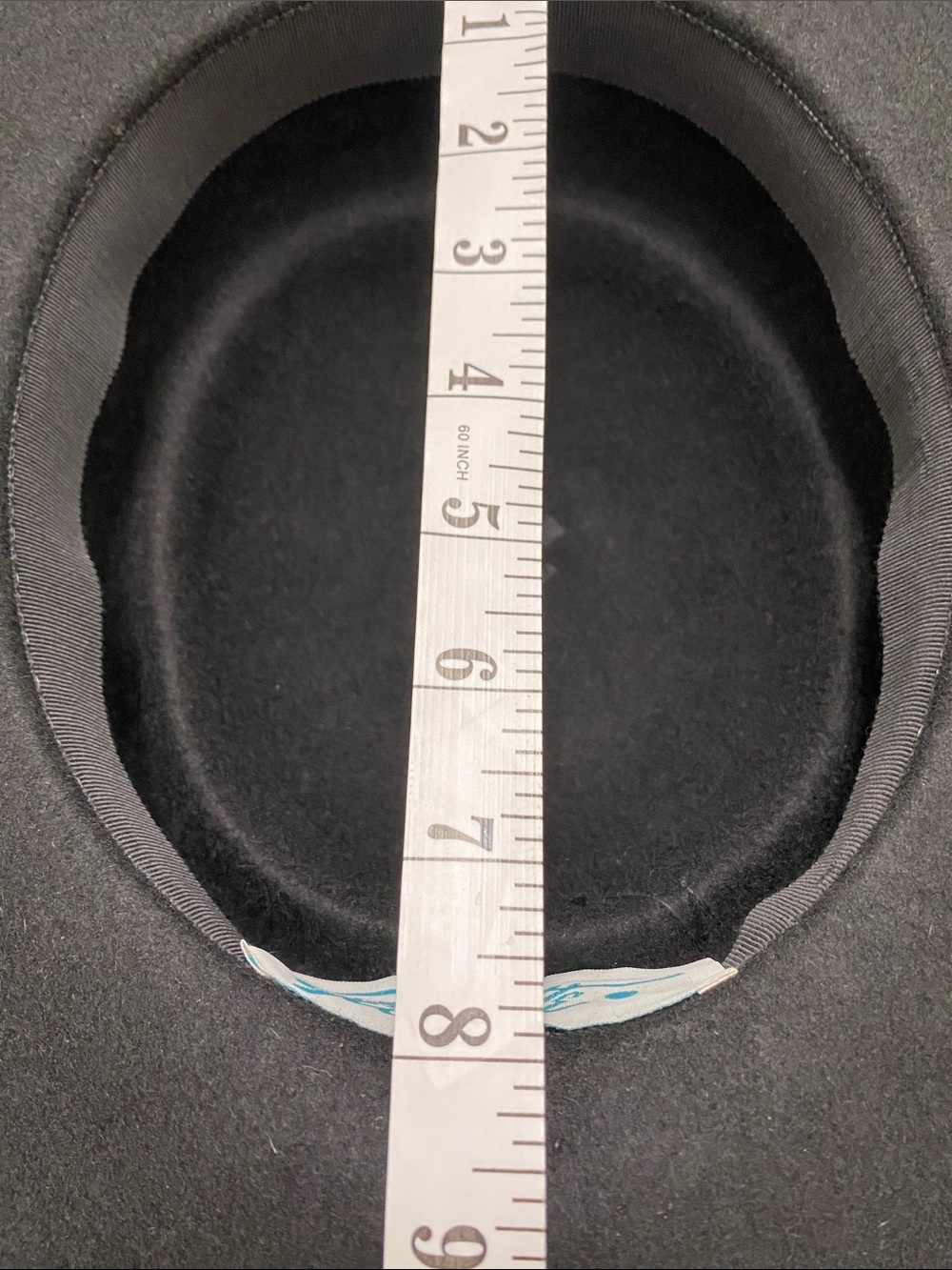 Vintage Georgette Black Felt Cloche Hat Satin Rosette Wide Brim - Picture 11 of 11